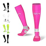 COMPRESSION FOR ATHLETES V1 Hochwertige Kompressionsstrümpfe für Damen und Herren, Sprunggelenkschutz und Mittelfußstütze, flache Spitzennähte, für Laufen, Sport, Flug (Small, Rosa)