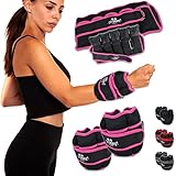 C.P.Sports Verstellbare Gewichtsmanschetten 0,5kg - 2,5kg | 2er Set Gewichte Handgelenk, Knöchel, Arme, Beine | Laufgewichte Damen, Herren | Laufen, Fitness, Bodyweight Training, Gym | schwarz-pink